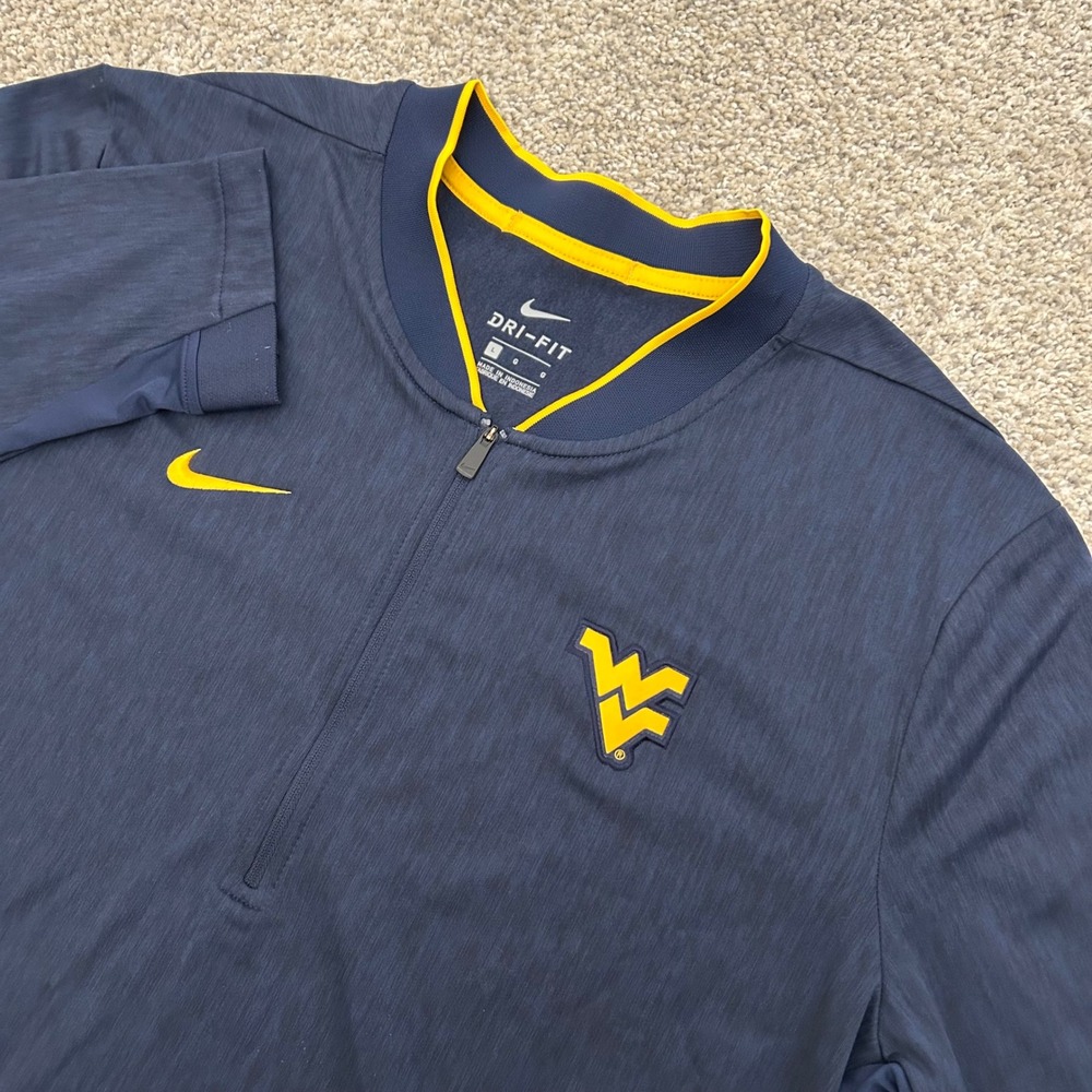 Nike West Virginia Mountaineers Pullover Large Blue Dri-FIT Quarter-Zip 1/4 New